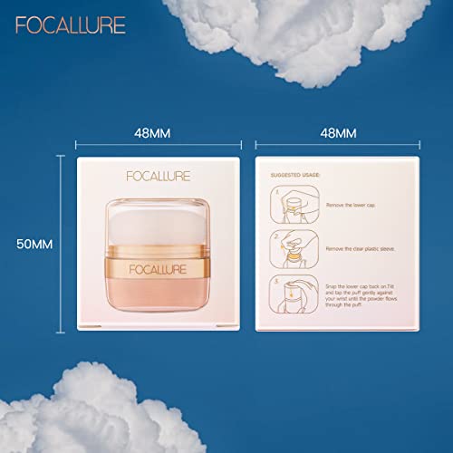 Focallure Oil-Control Loose Powder, Loose Setting Powder, Loose Finishing Powder, Lightweight, Long-Lasting, Soft Powder Puff Included (02 Blush, Or01 City Coral) #TOP6