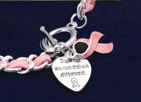 Breast Cancer Pink Leather Rope Bracelet - Image 3