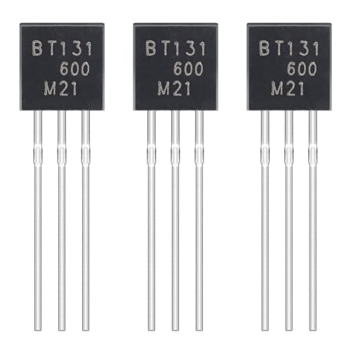 BT131-600 Bidirectional Thyristor 1A 600V 131-600 Silicon Controlled Rectifier 1 Amp 600 Volt Direct Plug Transistor TO-92 (Pack of 50pcs)