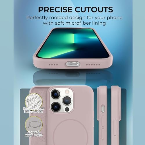 Image of iPhone 13 Pro Max Silicone Magsafe Case | Shock Proof Design & Camera Protection | Premium Rubberised Apple iPhone 13 Pro Max Cover (Microfiber Lining) | Magnetic Liquid Silicone - Pink
