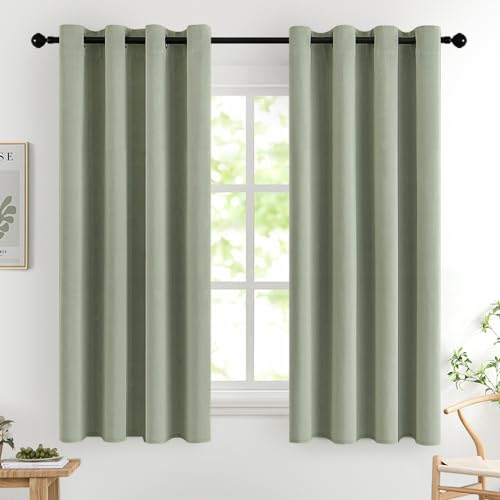 MIULEE Blackout Curtains Sage Green Eyelet 2 Panels 46x54 in