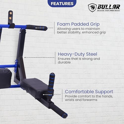 Image of Bullar Wall mount pull up bar, 3 in 1, dips station, home gym equipments, height increasing equipments for men,kids and women
