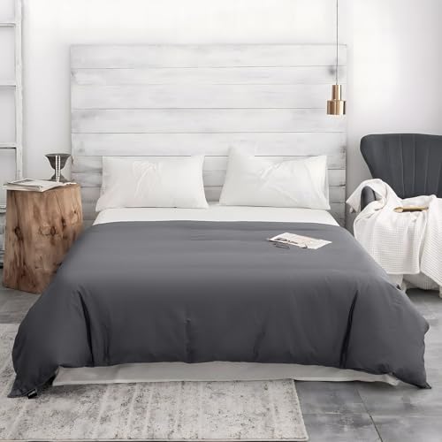 Image of ZonLi 60 inchx80 inch Grey Duvet Cover, Oeko-texCertified 100% Cotton, Queen Size Removable Duvet Cover for Weighted Blanket