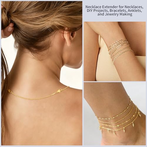 KOPOX 6 Pcs Gold and Silver Plated Necklace Extenders for Necklaces, 2", 4", 6" Delicate Necklace Extender Chain Set for Women Jewelry Making - 3