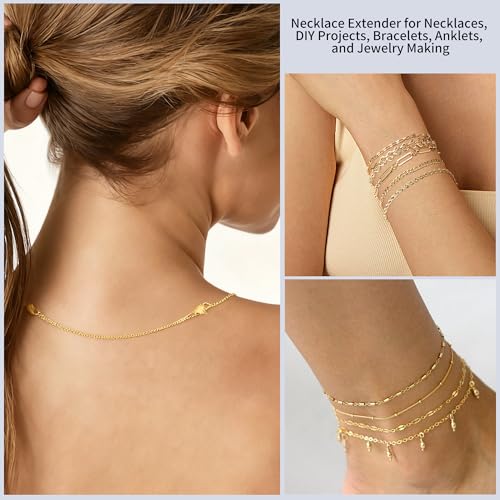 KOPOX 6 Pcs Gold and Silver Plated Necklace Extenders for Necklaces, 2\", 4\", 6\" Delicate Necklace Extender Chain Set for Women Jewelry Making - Thumbnail 4