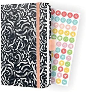 Sigel J2310 Jolie Weekly Planner 2022 - Black Brush Marks - 9,5 x 15 cm - hardcover - 174 Pages - Black, White
