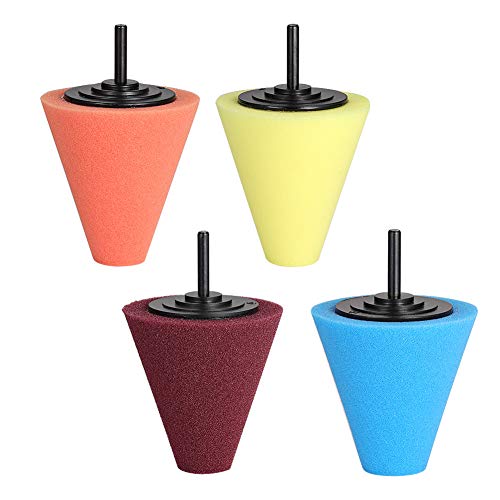 4 Pack Drill Buffing Spong Cone 1/4”6mm Metal Polishing Tool Cone Foam Pad