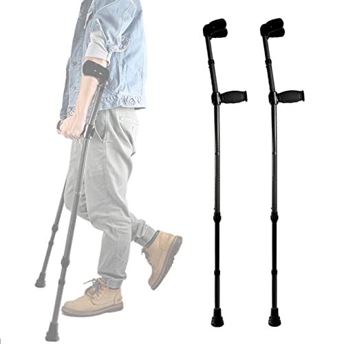 Muletas de antebrazo Plegables de Aluminio para Adultos (x2 Unidades), muletas ergonómicas de Altura Ajustable para Caminar, con amortiguadores y Bolsa de Almacenamiento (Negro)