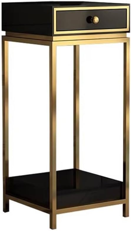 Home Decor Modern Stainless Steel Light Luxury Flower Stand, Household Living Room with Drawer Bonsai Base Indoor Application(Large)
