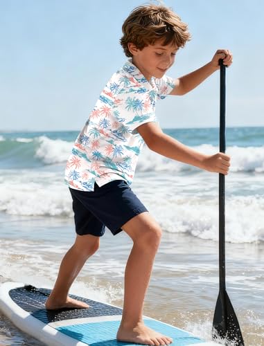 Rioofinx Hawaiian Shirts for Boys Performance Quick Dry Moisture Wicking Short Sleeve Golf Polo Dry Fit for Active Casual YSHD04 9-10T — view 5