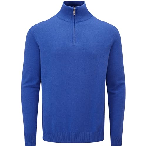 Charles Wilson Baumwollpullover mit Reißverschluss für Herren (XL, Blue (0524))