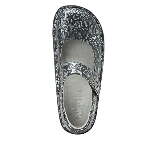 Image of Alegria Women's Paloma Mary Jane Nurse Shoe Clogs Comfort Leather Chrome Bloom 9 Wide Width US