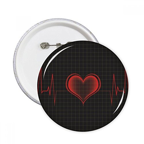 Badge Coeur Électrocardiogramme rond grand format XXL décoration broche vêtement