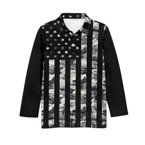 Kids Golf Shirt 3-16Y Boy Fall Long Sleeve 1/4 Button Collared Shirts Tennis Performance Outfits Athletic Top