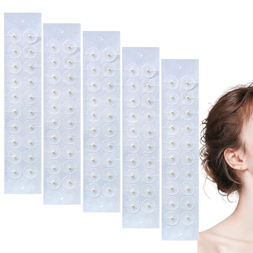 100Pcs Ear Seeds Gold Ear Seeds Acupuncture Auricular Sticker Self-Care Acupressure Beads Ear Seeds for Anxiety Acupressure Massage Earseed Patch Studs for Men Women Relax