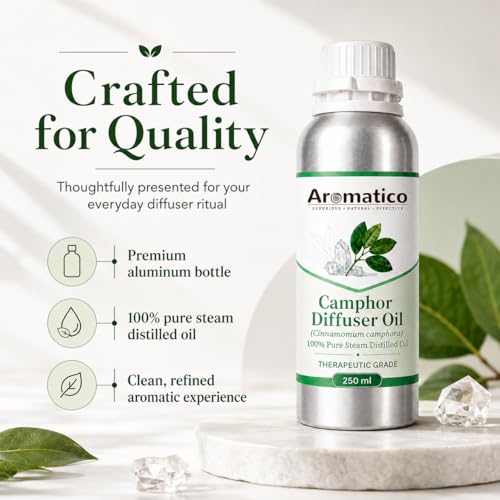 Image of Aromatico Camphor Diffuser Oil for Home Fragrance, Premium Aromatherapy Diffuser Oil, Fresh Camphor Aroma for Diffusers | Potpourri and Room Oil - 250 ml