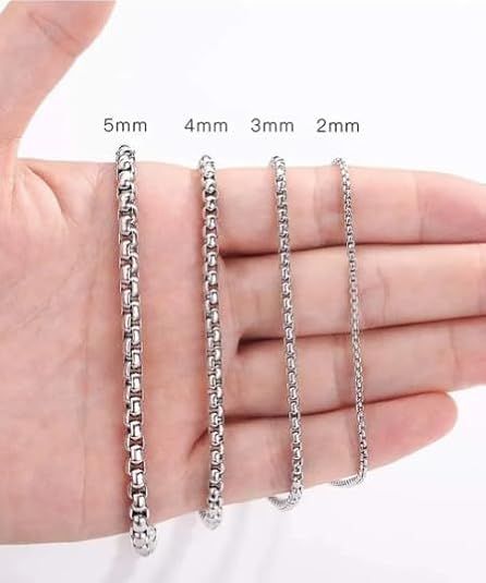 AEE® Erkek Çelik Kolye Paslanmaz Gümüş Renk İç İçe Geçmeli 3/4/5mm Arnavut Örme Asansör Unisex Kolye