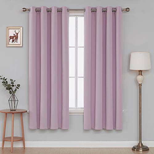Image of Deconovo Thermal Insulated Window Treatments Grommet Top Blackout Room Darkening Curtain Nursery, 52 x 84 in-1 Panel, Lavender