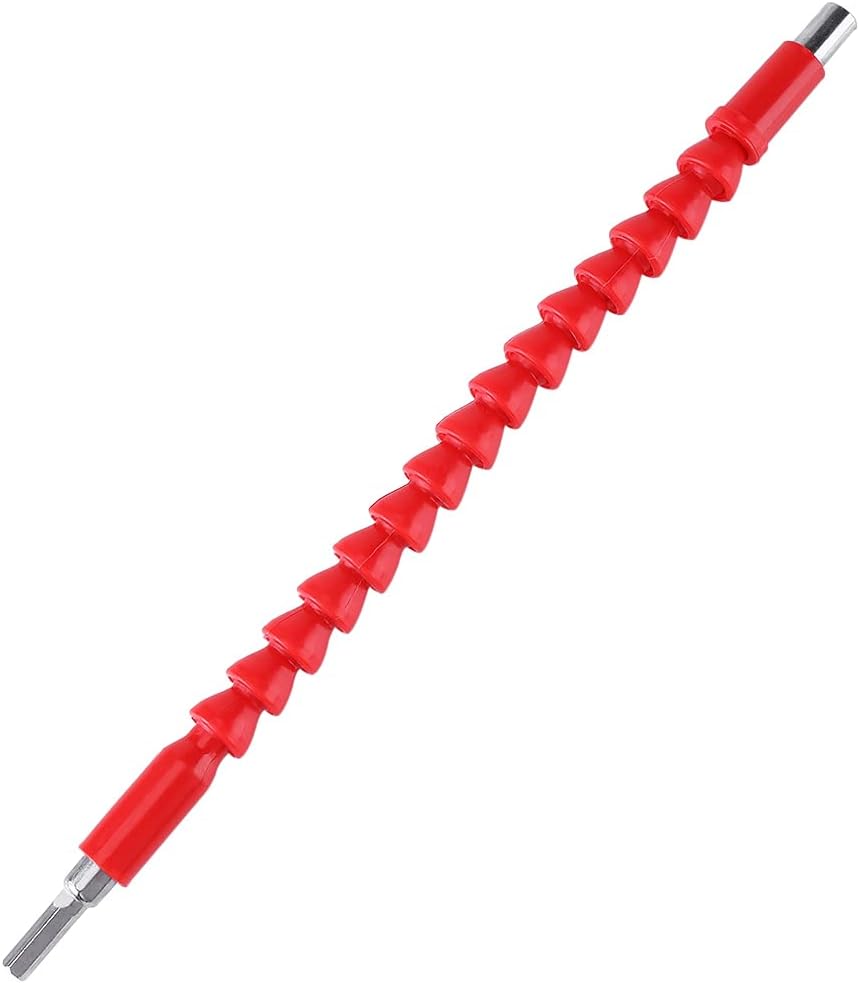 Flexible Shaft Bits 1/4 Hex Shank Extension Screwdriver Bit Holder Connect Link Power Tools for Narrow Space Computer Chassis Electrical Cabinets Furniture Appliances Red Orange (Red plastic flexible
