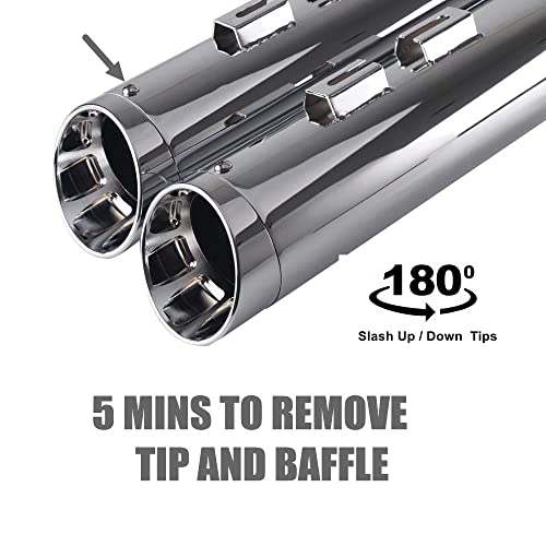 Sharkroad 4" Chrome Slip-On Mufflers For Harley Touring 2017-2023 Street Glide, Road Glide, Road King,Electra Glide, 21Cc #TOP1