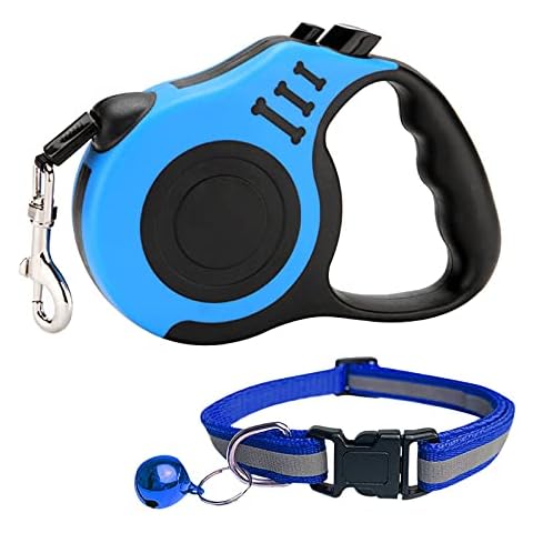 Retractable Dog Lead 360° Tangle-Free Dog Walking Leash One-Handed Brake Pause Lock With Colors Reflective Collar Neck Ring for Dog or Cat 10Ft Cover