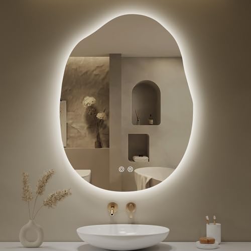 LOVESPEJO Irregular Backlit Mirror Bathroom 24x32 LED Mirror for Bathroom