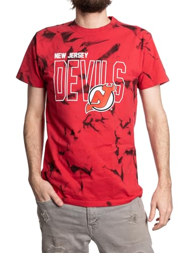 Calhoun NHL Surf & Skate Mens Crystal Dyed Short Sleeve Crewneck T-Shirt (New Jersey Devils, Large)