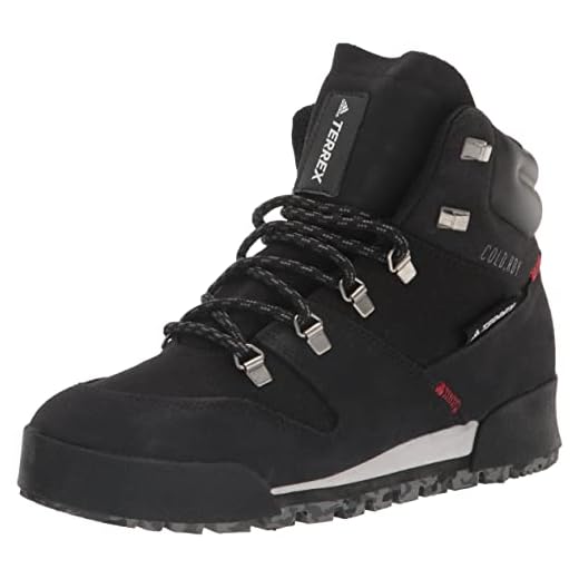 adidas Men's Terrex Snowpitch Cold.RDY Walking Shoe, Black/Black/Scarlet, 11.5