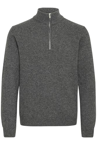 CASUAL FRIDAY CFKarl Herren Troyer Strickpullover Pulli mit Reißverschluss Troyerkragen Wollmischung Regular fit, Größe:XL, Farbe:Pewter Mix (50817)