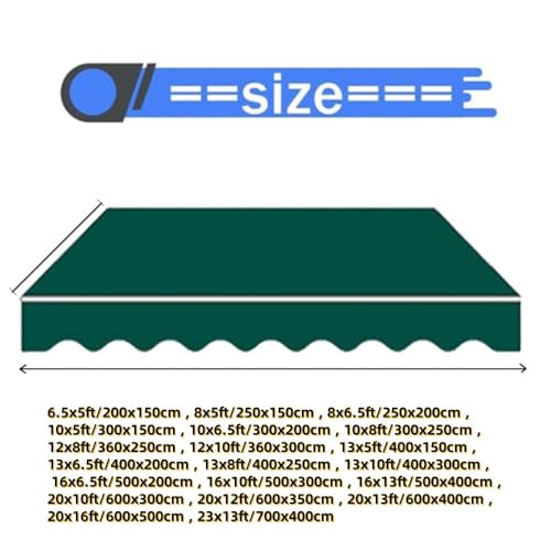 Toldo retráctil manual de 20 x 16 pies impermeable y tela de repuesto verde exterior 7