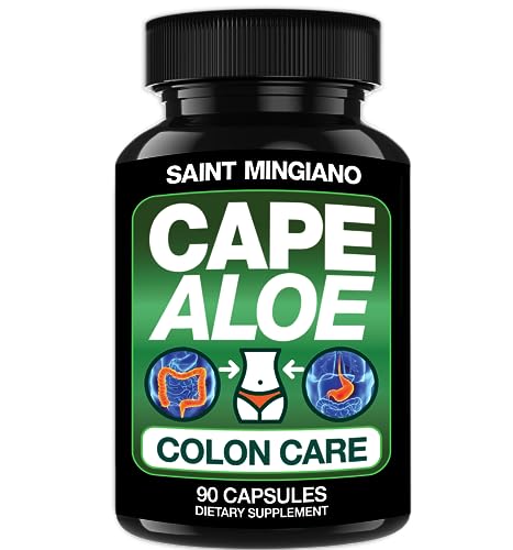Saint Mingiano Cape Aloe Vera Capsules - Colon Cleanse Detox & Flush - 90 Capsules. Gentle Constipation Relief and Bowel Movement Acting as Natural Herbal Laxative - Bowel Movement Digestive Health