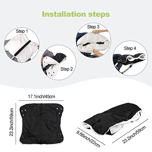 Handwärmer Kinderwagen Kinderwagenmuff Universalgröße Wasserdicht Baby Stroller Hand muff Kinderwagen Zubehör Winter Handschuhe Kinderwagen für Kinderwagen Buggy,Radanhänger(Schwarz)