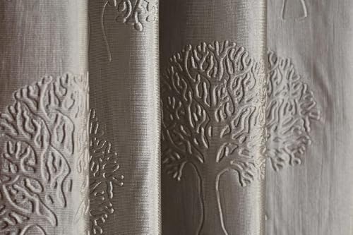Image of Heavy Quality Punch Tree Curtains 7 Feet Long Set of 1 Pcs | Grey Door Curtains for Living Room, Bedroom | Lightweight 7 Feet Long Drapes for Home Decoration