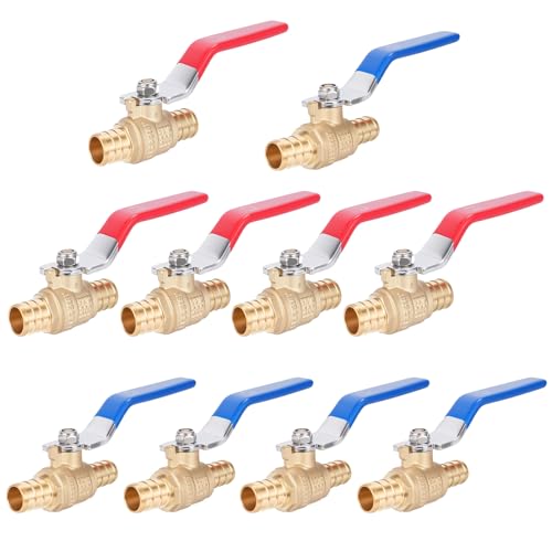 SECKWHALE F1807 1/2 Pex Ball Valve Brass Full Port Water Shut Off Ball Valve for Hot and Cold Water (10-Pack) UPC Certified