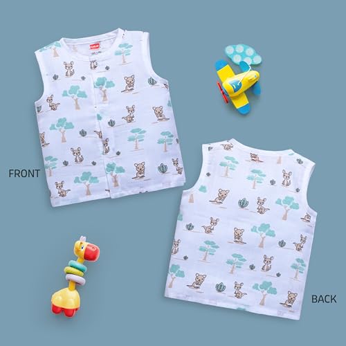 Image of LuvLap Baby Boys & Girls Regular Fit 100% Cotton Sleeveless Jhabla pack of 5