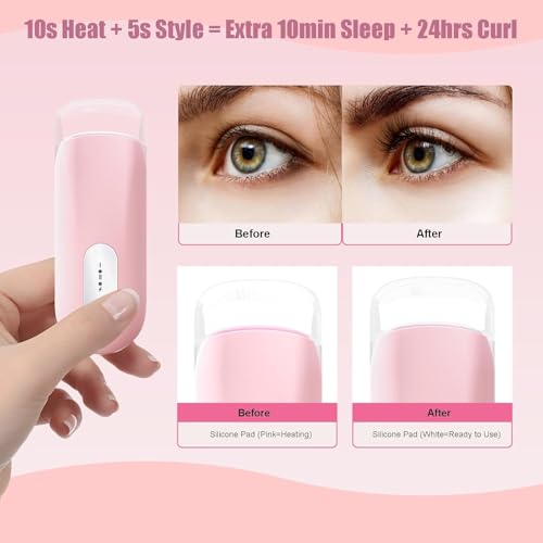Recourbe-cils chauffant rose électrique rechargeable de voyage avec câble USB de type C - 3
