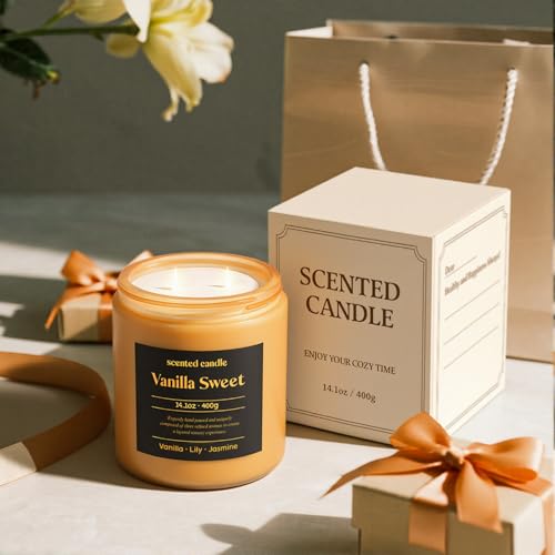 Image of CHILLFLAME Vanilla Candle, 14.1 oz Scented Candles for Home, 2 Wicks Blended Scents Candles for Women and Men, Birthday Gifts for Women (Vanilla+Lily+Jasmine)