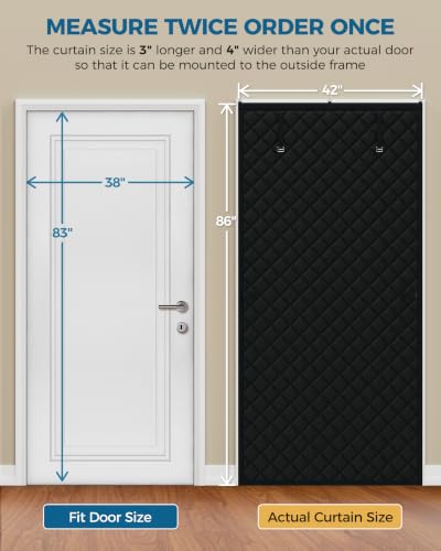 Image of Augblinds Thermal Insulated Door Curtain, One-Piece, Fits 38 x 83 in, Black