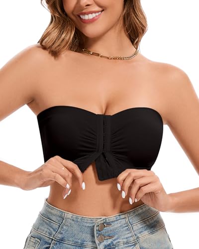 Image of Strapless Bra for Women Front Closure Non-Slip Wireless Bandeau Bra Padded Bandeau Tube Top 2026