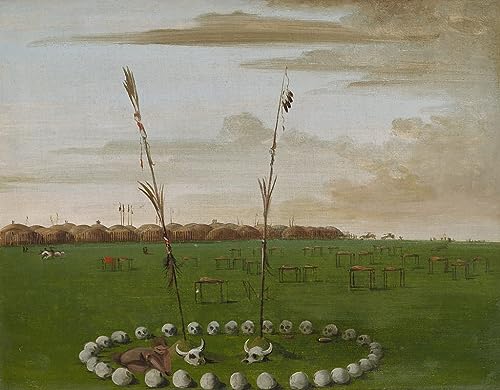 Tableau George Catlin village Mandan, toile haute qualité