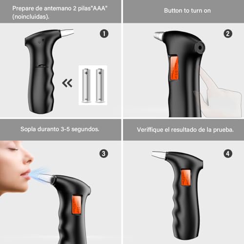 Breathalyzer,Personal Grade Accuracy Breath Alcohol Tester with Replaceable Mouthpieces,Breathalyzer Alcohol Tester for Home or Party Use