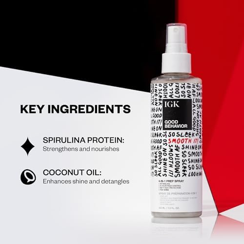 IGK GOOD BEHAVIOR 4-in-1 Prep Spray | Leave In + Detangle + Heat Protectant | Vegan + Cruelty Free | 7 Oz - 2