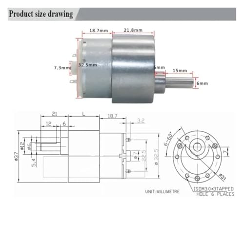 Moteur électrique 12V JGB37-500 pour motorisation de volets