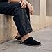 CUSHIONAIRE Boulder Genuine Leather Clogs for Women, Adjustable Swivel Back Strap Slip On Womens Shoes with Memory Foam Footbed, Black 9