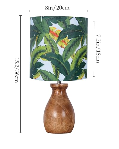 Image of Homesake Dovel Pot Modern CFL Table Lamp, Wooden Base Modern Fabric Lampshade for Home Office Cafe Restaurant, Dovel Pot, Leafy Affair (Leafy)