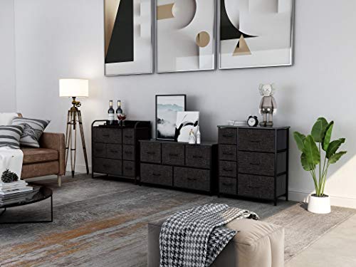 HOMOKUS 7 Drawers Dressers for Bedroom, Closet Organizers and Storage, Storage Dresser- Fabric Dresser, for Living Room, Closets & Nursery - Sturdy Steel Frame, Wooden Top & Handles, Dark Grey