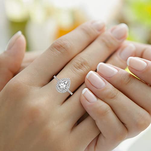 Friendly Diamonds 2 Carat Igi Certified Pear Shape Lab Grown Diamond Engagement Ring | 14K Or 18K In White, Yellow Or Rose Gold | Rising Sun Halo Lab Diamond Ring | Fg-Vs1-Vs2 Quality #TOP3