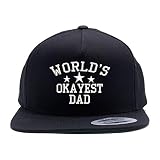 Top Level Apparel World's Okayest Dad Embroidered Structured Flatbill Snapback Baseball Cap Black