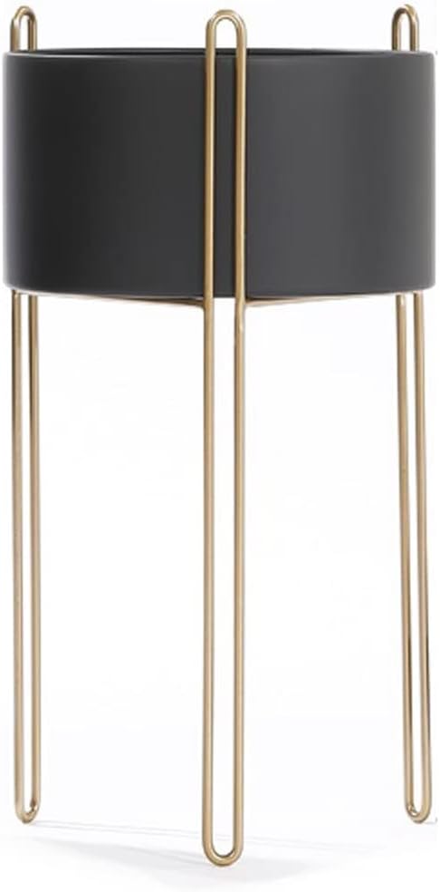 Plant Stand Solid Metal Balcony Flower Rack Fashion Light Luxury Indoor Plant Stand Floor Type High Load-Bearing Display Tray Indoor Plant Stands (Color : Schwarz, Size : Small)