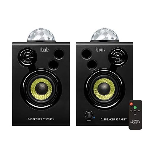 Hercules DJSpeaker 32 Party - Monitores de audio activos 2 x 15 watts RMS con bolas de luz integradas